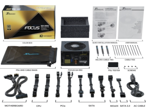 Seasonic Focus GX 80 PLUS Gold PSU, modular - 850 Watt