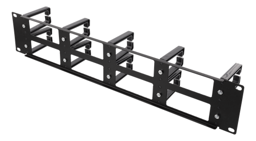  19&quot; 2U kaablisuunaja, 10 loops &amp; feedthrough, metall/plastik, must