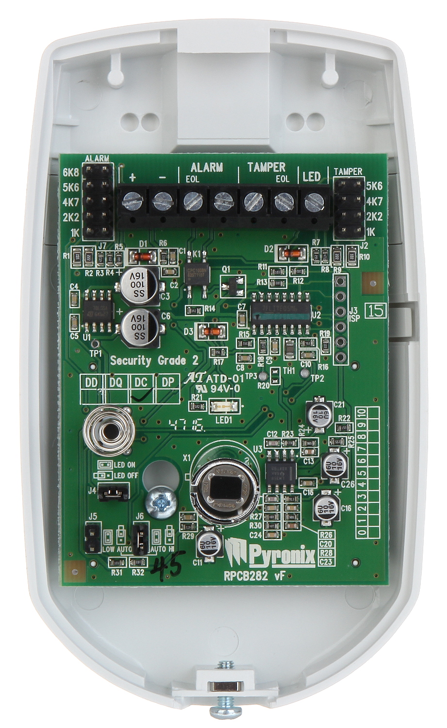 Pyronix liikumisandur, 15m, digitaalne quad sensor, EOL takistid, töö temp -30°C kuni 70°C, kronstein, grade 2, class II