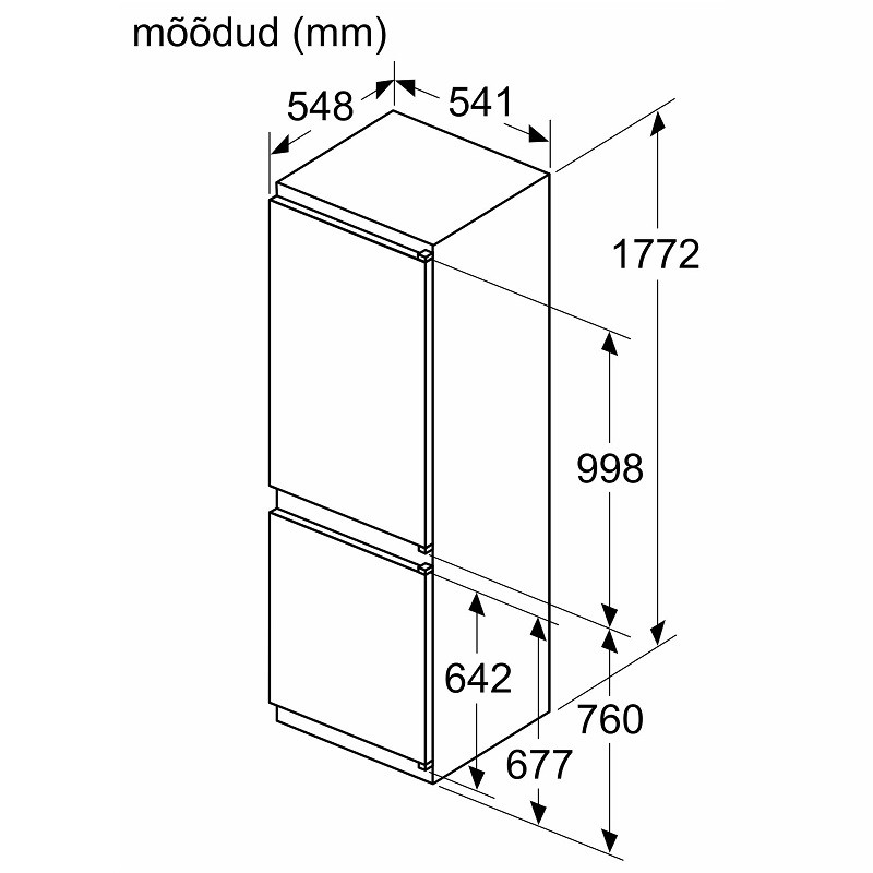 Bosch Serie | 4 integreeritav külmik-sügavkülmik, sügavkülmik all 177.2 x 54.1 cm sliding hinge