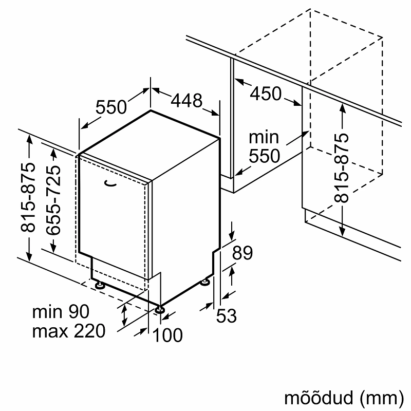 Nõudepesumasin Bosch, integreeritav, 45 cm, 46 dB