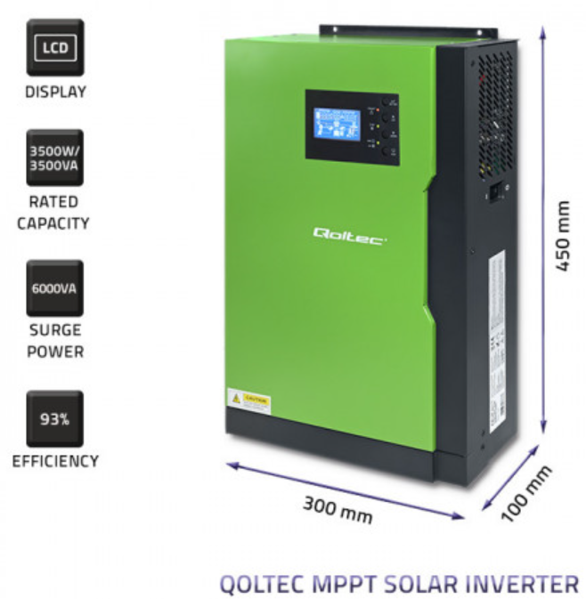 Qoltec Hybrid Solar Inverter Off-Grid 5,5kW | 100A | 48V | MPPT | Sinus