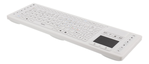 Wireless Keyboard with touchpad, silicone, IP65, 2,4 GHz, 107 keys + 18 functional keys, white