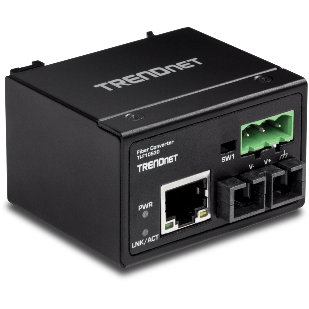 Hardened Industrial 100Base-FX Single-Mode SC fiber converter (30 km)