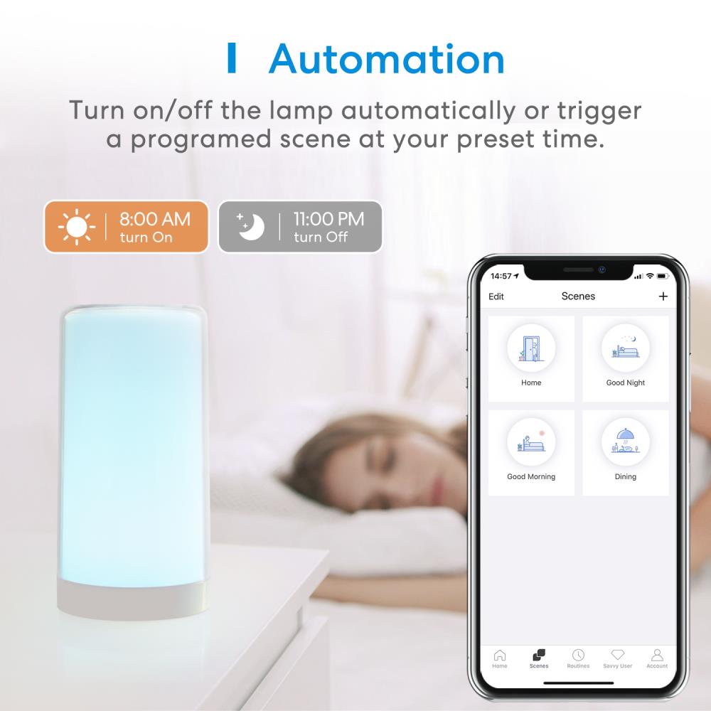Meross smart table lamp MSL430HK, ambient light, compatible with Apple HomeKit, Alexa and Google Assistant, Wi-Fi 2.4GHz 