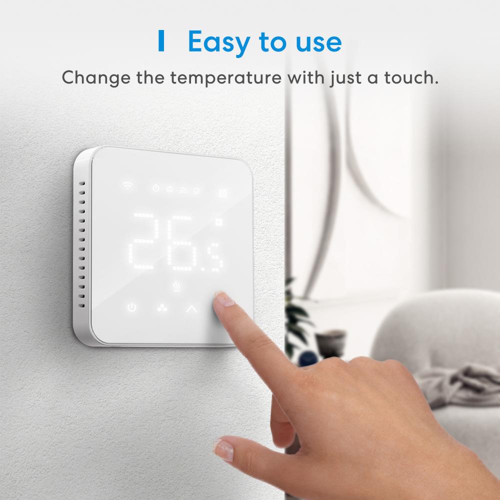 Meross smart thermostat for electric underfloor heating system MTS200HK, compatible with SmartThings, Apple HomeKit, Alexa and Google Assistant, Wi-Fi 2.4GHz