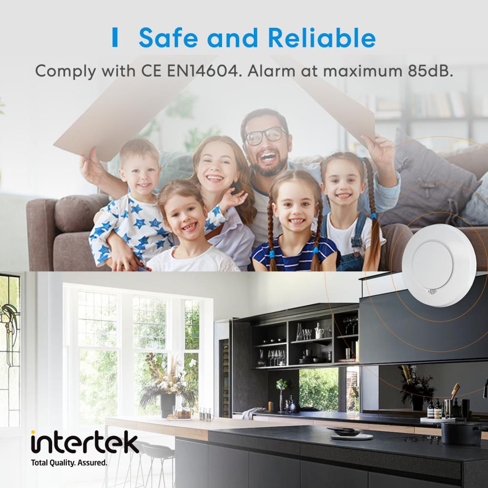 Meross smart smoke alarm Kit GS559AHHK, compatible with SmartThings and Apple HomeKit, Wi-Fi 2.4GHz