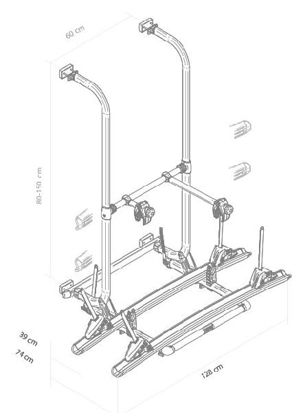 Rattahoidja matkaautole (tagaseinale) THULE Elite G2, 2 rattale - HH (Hymer Hooks)