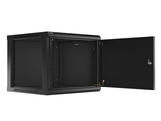 19&quot; wall-mount rack cabinet Lanberg, 9U/600*600 with metal door, black, for self assembly (flat pack)