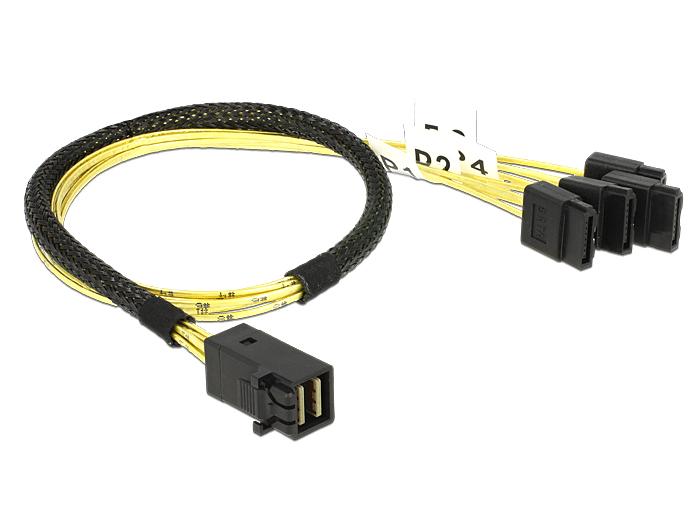 Delock cable Mini SAS HD SFF-8643 -&gt; 4*SATA 7 Pin 0.5 m