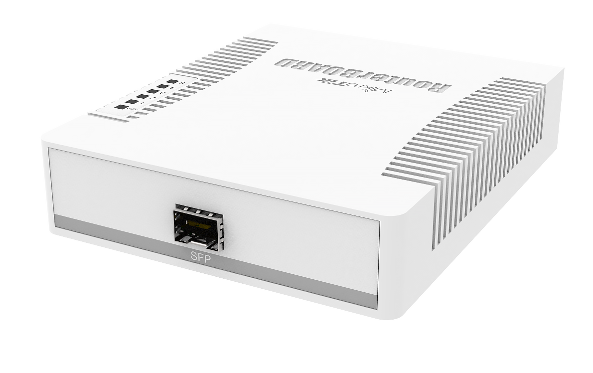 Mikrotik RB260GS (CSS106-5G-1S) small SOHO switch 5*Gigabit Ethernet, 1*SFP cage powered by an Atheros switch chip, plastic case, SwOS