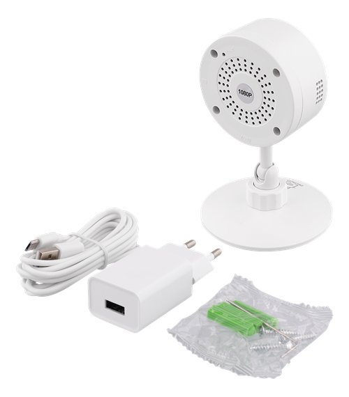 Deltaco indor smart IP camera, Wi-Fi 2.4GHz, 1080P, white