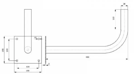 Metallist seinakinnitusklamber Ø38mm L450