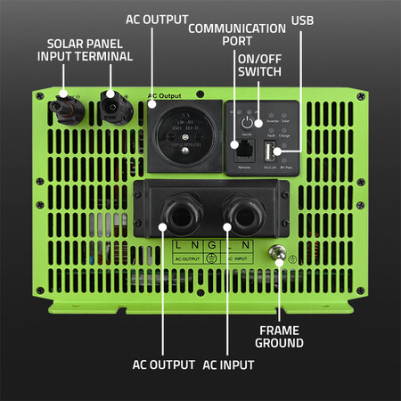 Qoltec Monolith 3-in-1 solar inverter with AC charging function | MPPT | UPS | ATS | 3000W | 6000W | 12V to 230V | pure blue wave