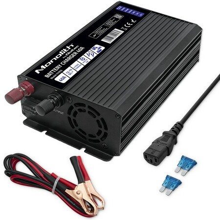 Qoltec Smart Monolith charger for LiFePO4 AGM GEL SLA batteries | 40A | 12V