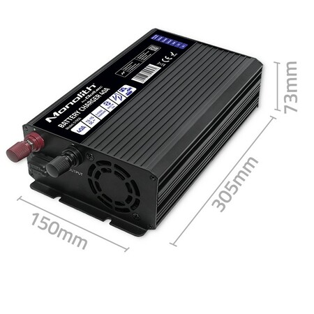 Qoltec Smart Monolith charger for LiFePO4 AGM GEL SLA batteries | 40A | 12V