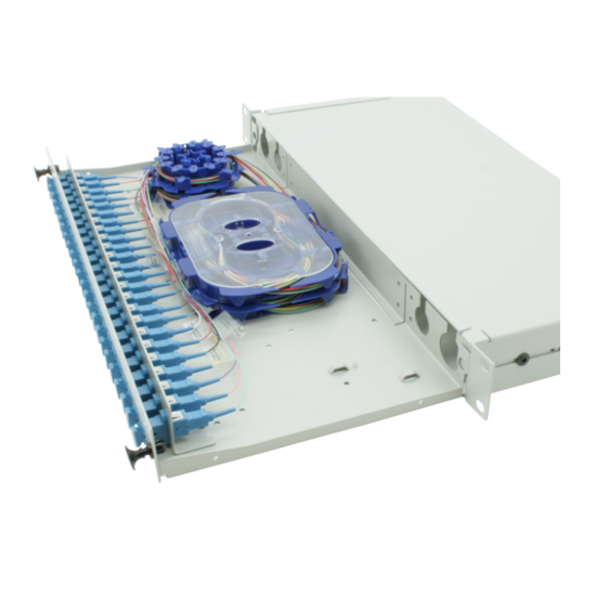 FO paneel 24xSC simplex/LC duplex liikuva riiuliga 19´´ 1U hall tühi