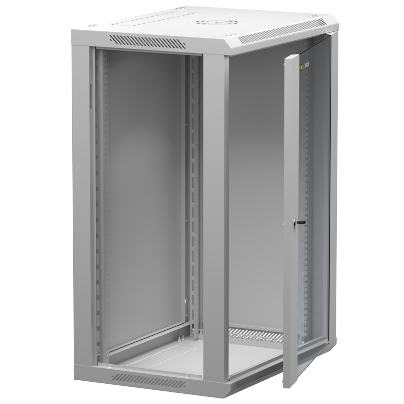 Netrack 19&quot; wall-mount rack cabinet, 18U 600*450, glass door, grey, flat-pack