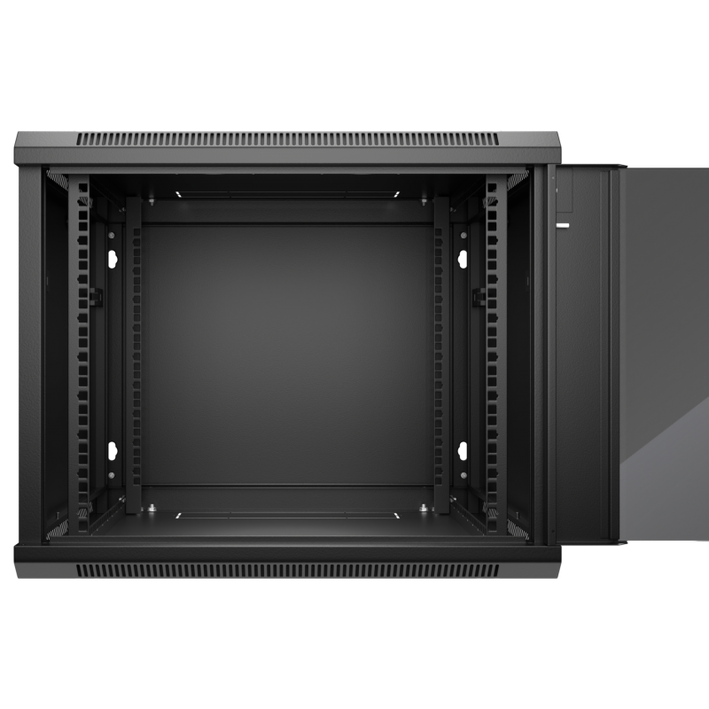 Netrack 19&quot; wall-mount F-Line rack cabinet, 9U 600*600, glass door, black, flat-pack