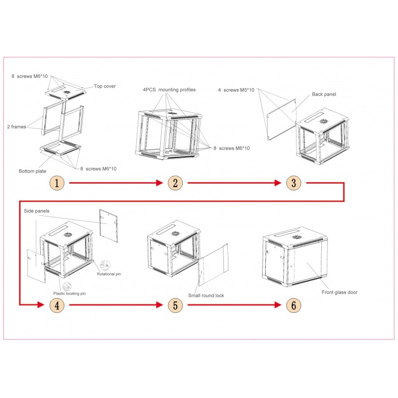 Netrack 19&quot; wall-mount F-Line rack cabinet, 18U 600*600, glass door, black, flat-pack