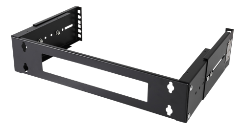 19" 2U wall-mount, adjustable depth, 15kg load, steel, mounting kit, black