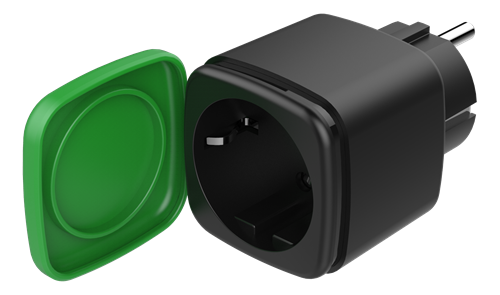 Nutikodu välipistik, Wi-Fi, IP44, 1*CEE7/3, 13A, must-roheline 