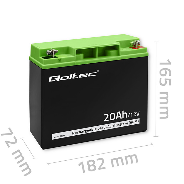 Qoltec AGM battery 12V 20Ah maintenance-free, efficient, LongLife, for UPS, scooter