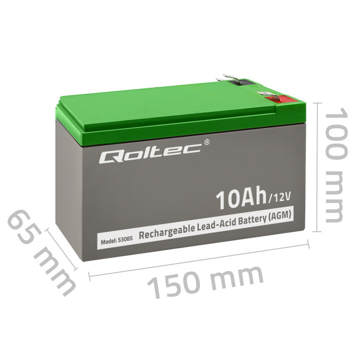 Qoltec AGM battery 12V, 10Ah, long-life