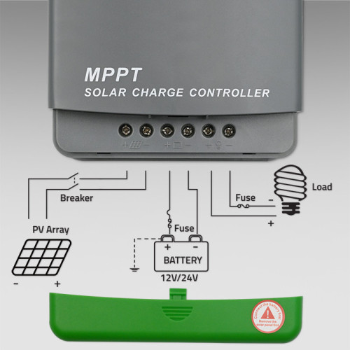 Qoltec MPPT solar charge controller with temperature sensor 20A, 12V/24V, LCD, 2*USB, Bluetooth, APP, GEL, LiFePO4