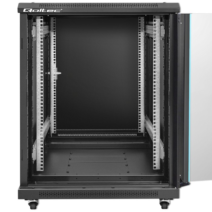 Qoltec 19" floor rack cabinet 15U 600*855*600, perforated doors, black