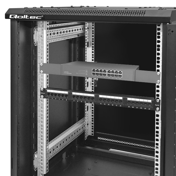 Qoltec 19" floor rack cabinet 15U 600*855*600, perforated doors, black