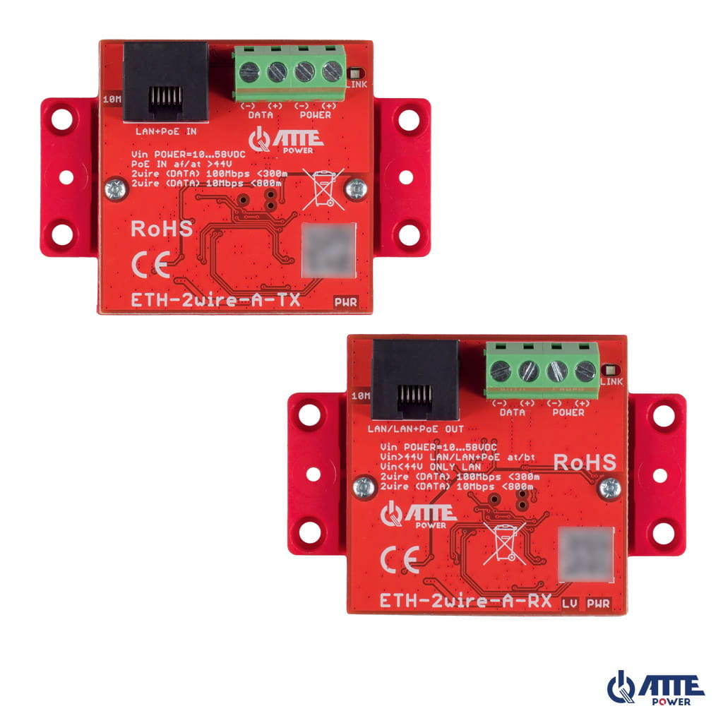 Set for 10/100Mbps LAN + PoE transmission over 2 wires