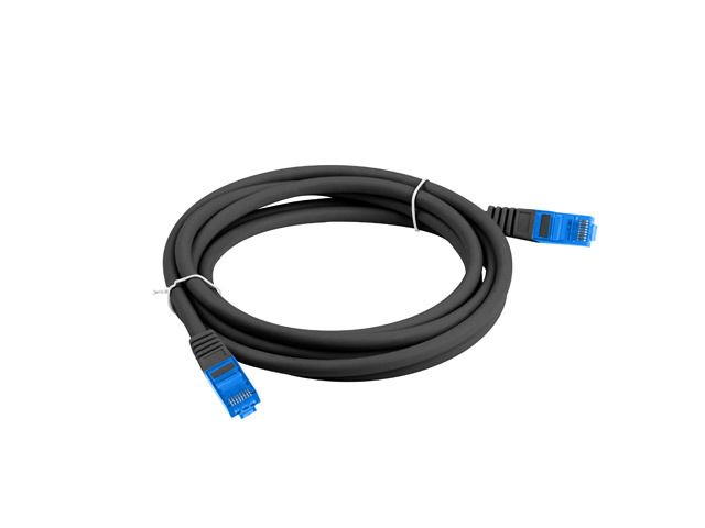 Cat6A Ethernet patch cable S/FTP LSZH CCA 1.5m, black, fluke passed