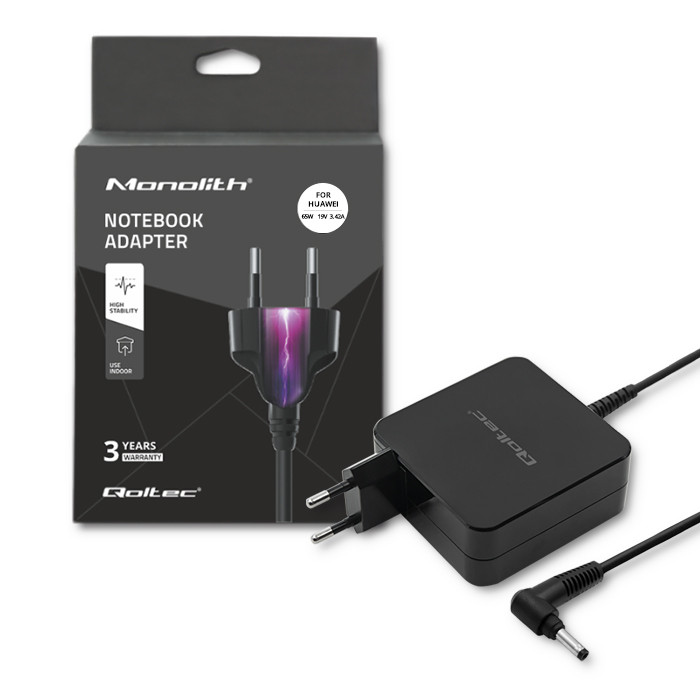 Qoltec laptop AC power adapter Huawei 65W 19V 3.42A 4.0 1.7