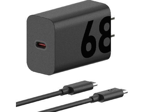 Motorola charger power adapter 68W EU single port with USB-C cable, black