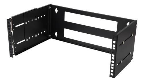 Deltaco 19&quot; wall mount with adjustable depth, 4U, 25kg load, steel, mounting kit, black