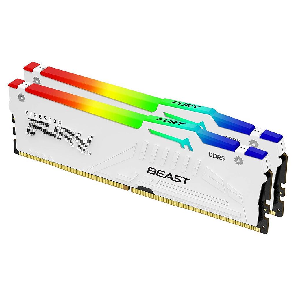 Kingston memory Fury beast 32GB 6000MT/s DDR5 CL36 DIMM (kit of 2) white RGB expo