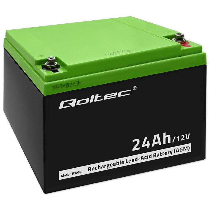 Qoltec AGM battery 12V, 24Ah, max 360A, long-life, for UPS