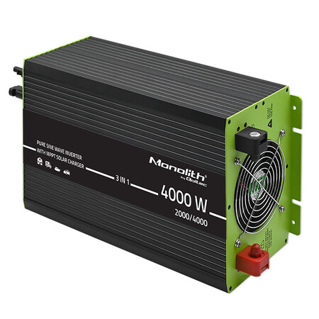 Qoltec Monolith 3-in-1 solar inverter with AC charging function | MPPT | UPS | ATS | 2000W | 4000W | 12V to 230V | pure blue wave