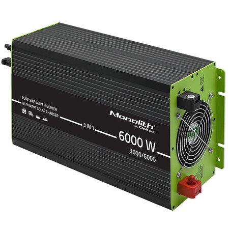 Qoltec Monolith 3-in-1 solar inverter with AC charging function | MPPT | UPS | ATS | 3000W | 6000W | 12V to 230V | pure blue wave