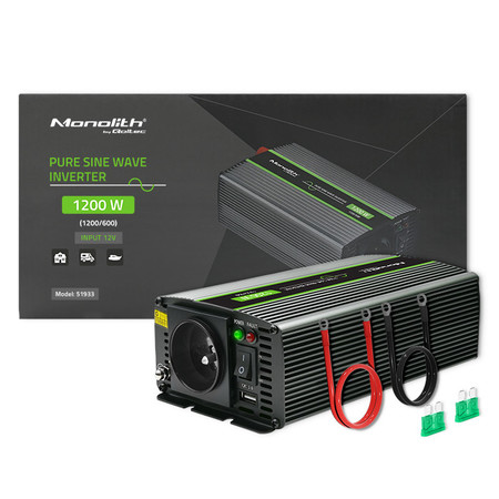 Qoltec pure sine wave inverter Monolith | 600W | 1200W | 12V to 230V