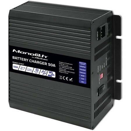 Qoltec Smart Monolith charger for LiFePO4 AGM GEL SLA batteries | 50A | 12V