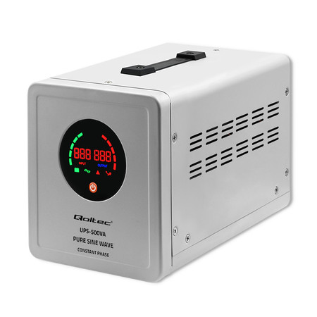 Qoltec pure sine wave UPS | 500VA/350W | constant phase | grey