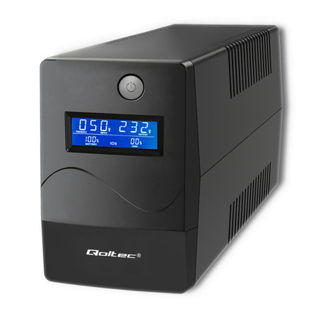 Qoltec line-interactive UPS Monolith 650VA/360W, LCD, USB, RJ45