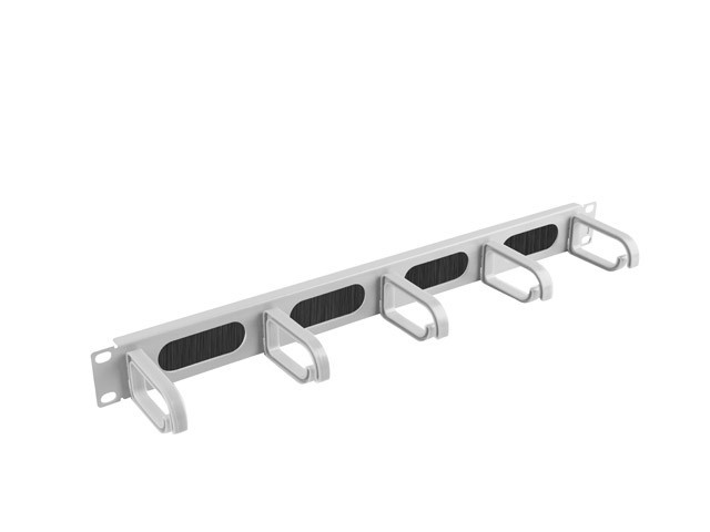 Lanberg 19&quot; 1U kaablihoidja, 5 rõngast, harjasläbiviik, hall