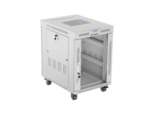 Lanberg 19" v2 free-standing rack cabinet, 15U/600*800 with glass door (flat pack), LCD, grey