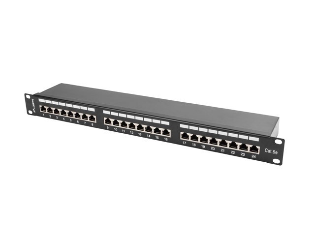 Lanberg patch panel 1U 19&quot;, 24 port Cat.5E FTP with cable organizer shielded, black