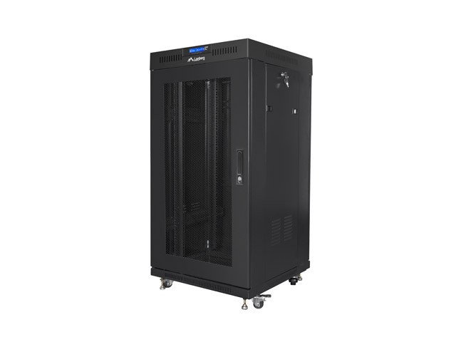 Lanberg 19&quot; free-standing rack cabinet, 22U/600*600 with mesh door, LCD, black V2, flat pack