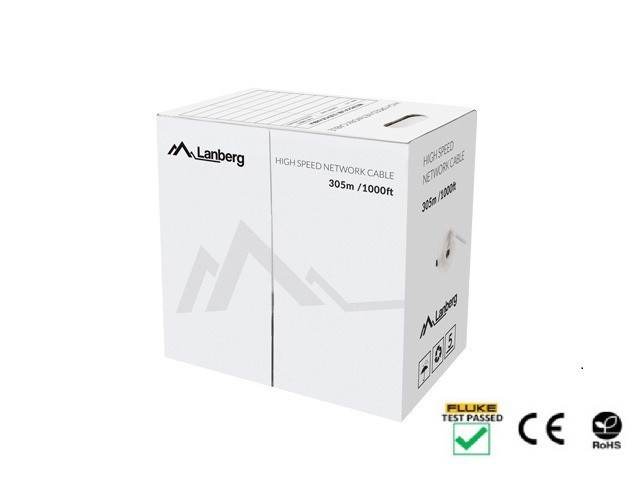 Lanberg LAN cable Cat.5E UTP 305m, solid, CU, black fluke
