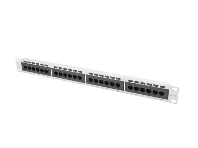 Lanberg 19&quot; 1U 24 port patch panel, Cat.5E UTP, grey